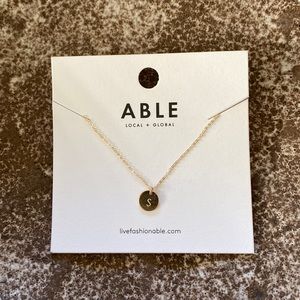 *NWT* ABLE Mini Tag Necklace with ‘S’ charm in gold